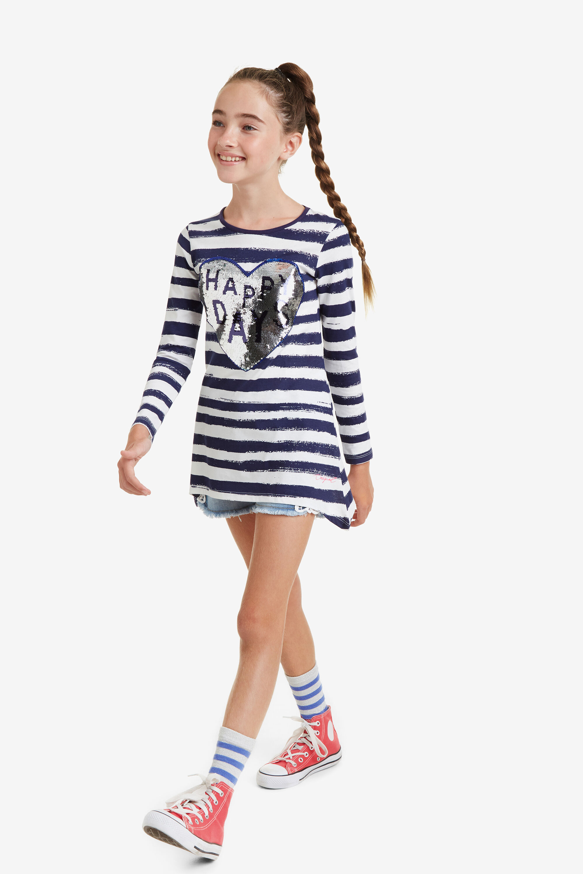Camiseta con corazón reversible Happy | Camiseta con corazón reversible Happy |