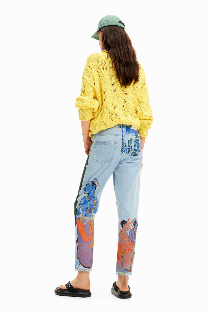 Straight jeans with India print | Desigual