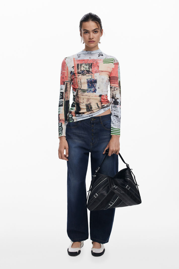 Bolso efecto piel hebillas mediano | Desigual