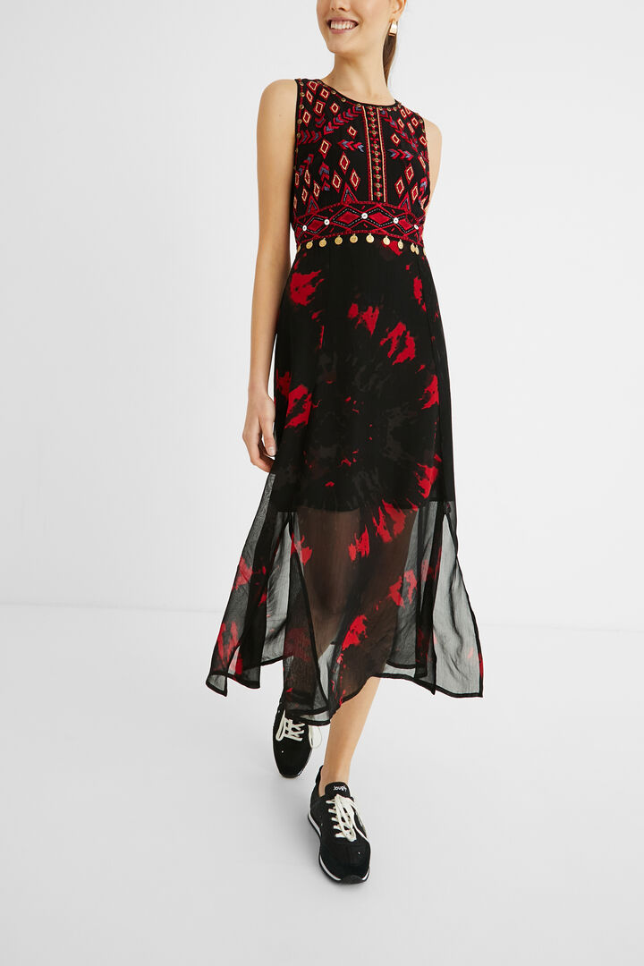 Robe mi-longue coupe slim fendue | Desigual