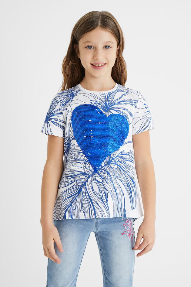 T-shirt heart reversible sequins