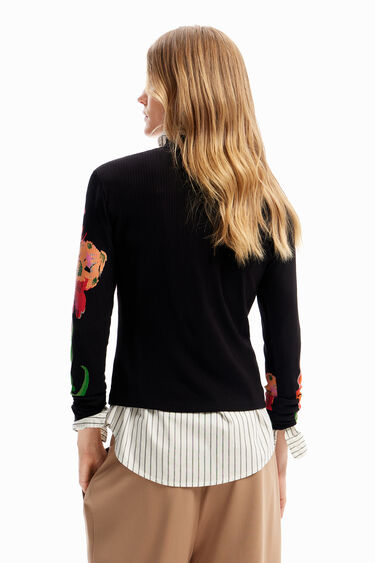 Camiseta canalé flores | Desigual