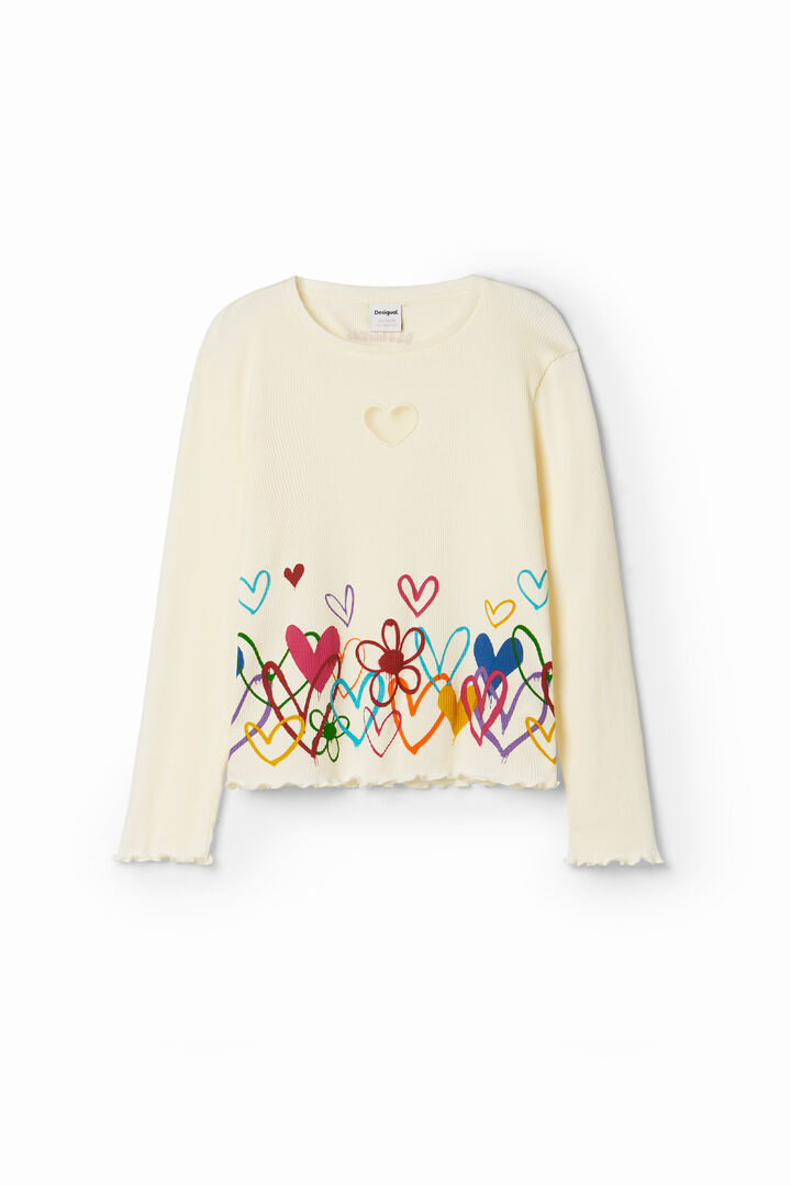 T-shirt met harten en cut-outs