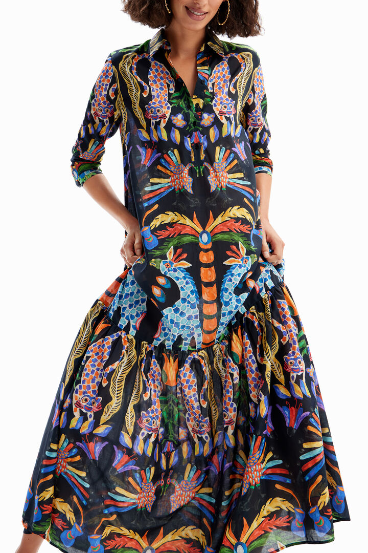 Vestido maxi camisero Stella Jean | Desigual