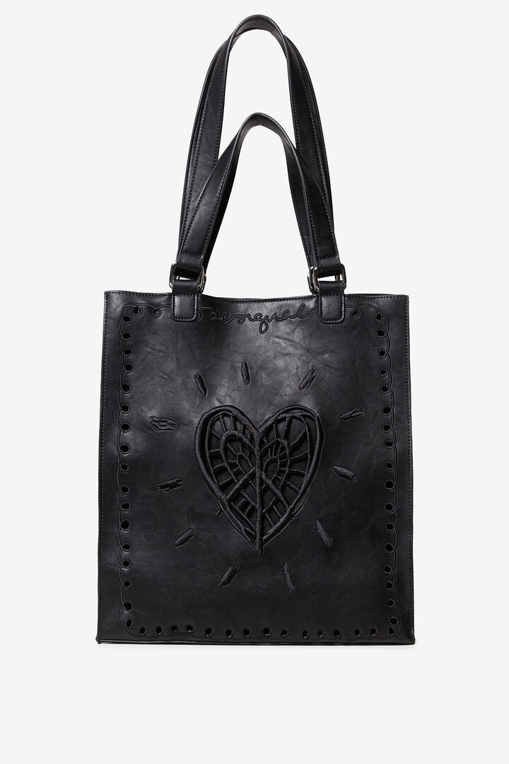 PU leather short handle shopping bag | Desigual