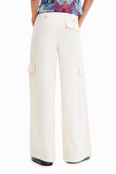 Wide leg satijnen cargobroek | Desigual