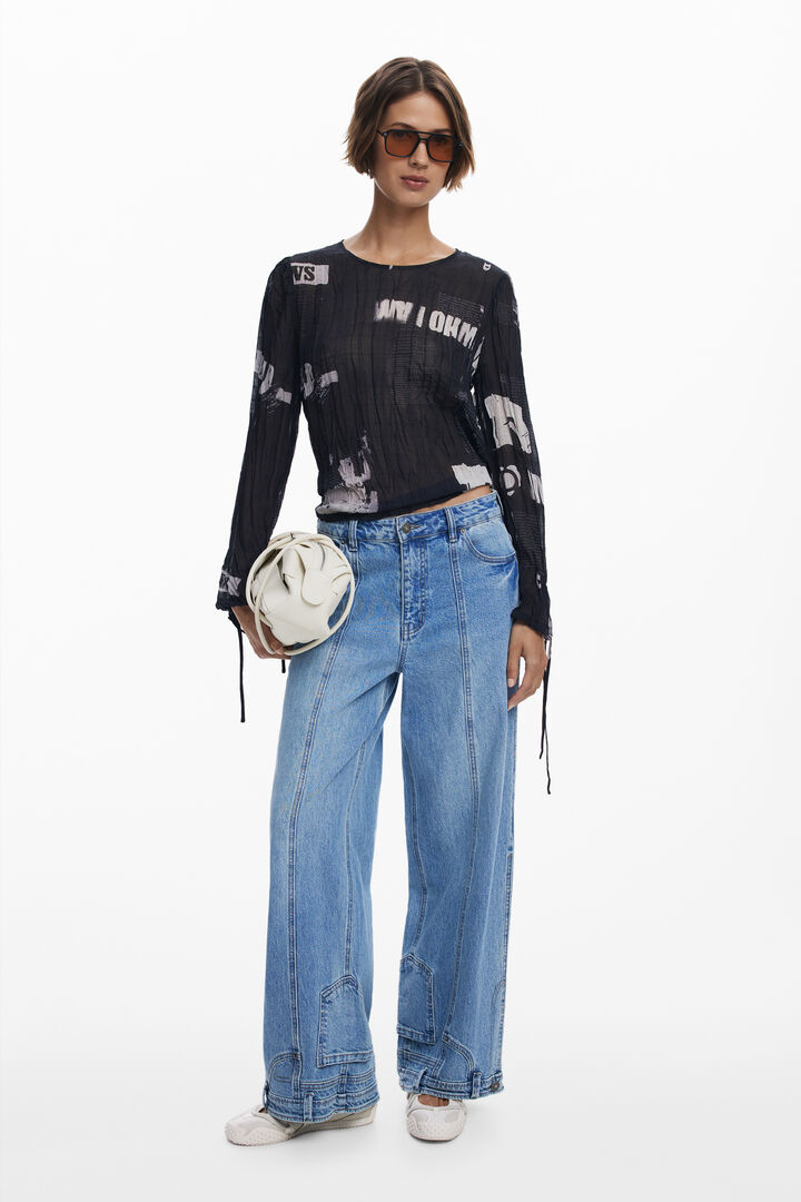 Blusa plissada jornal | Desigual