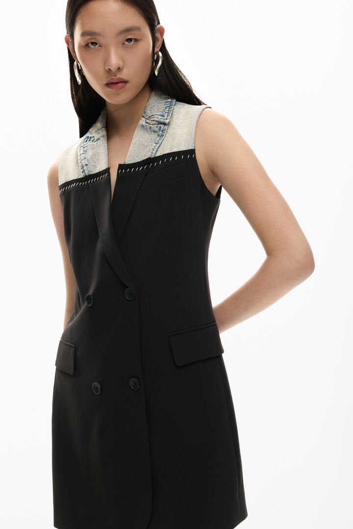 Vestido cruzado bimaterial | Desigual