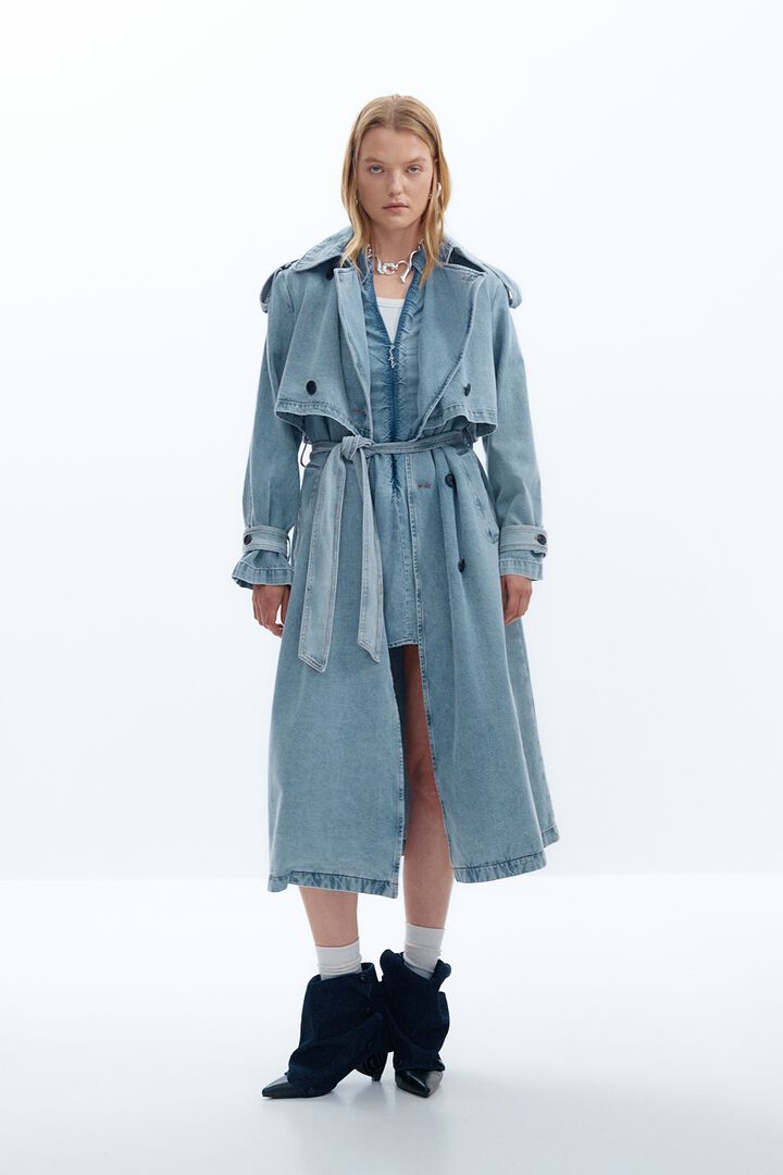 Denim trench coat with belt | Desigual