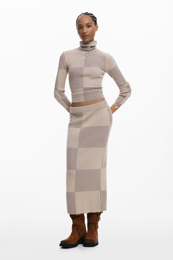 HIGH NECK CHECKERED SWEATER | Desigual