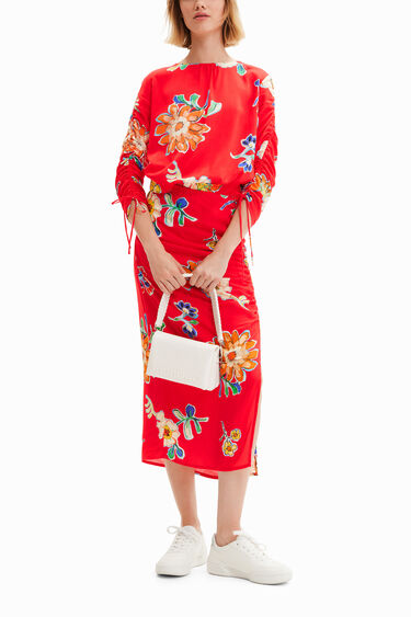 Falda midi fruncida | Desigual