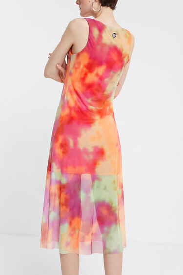 Tie-dye double layer flared dress | Desigual
