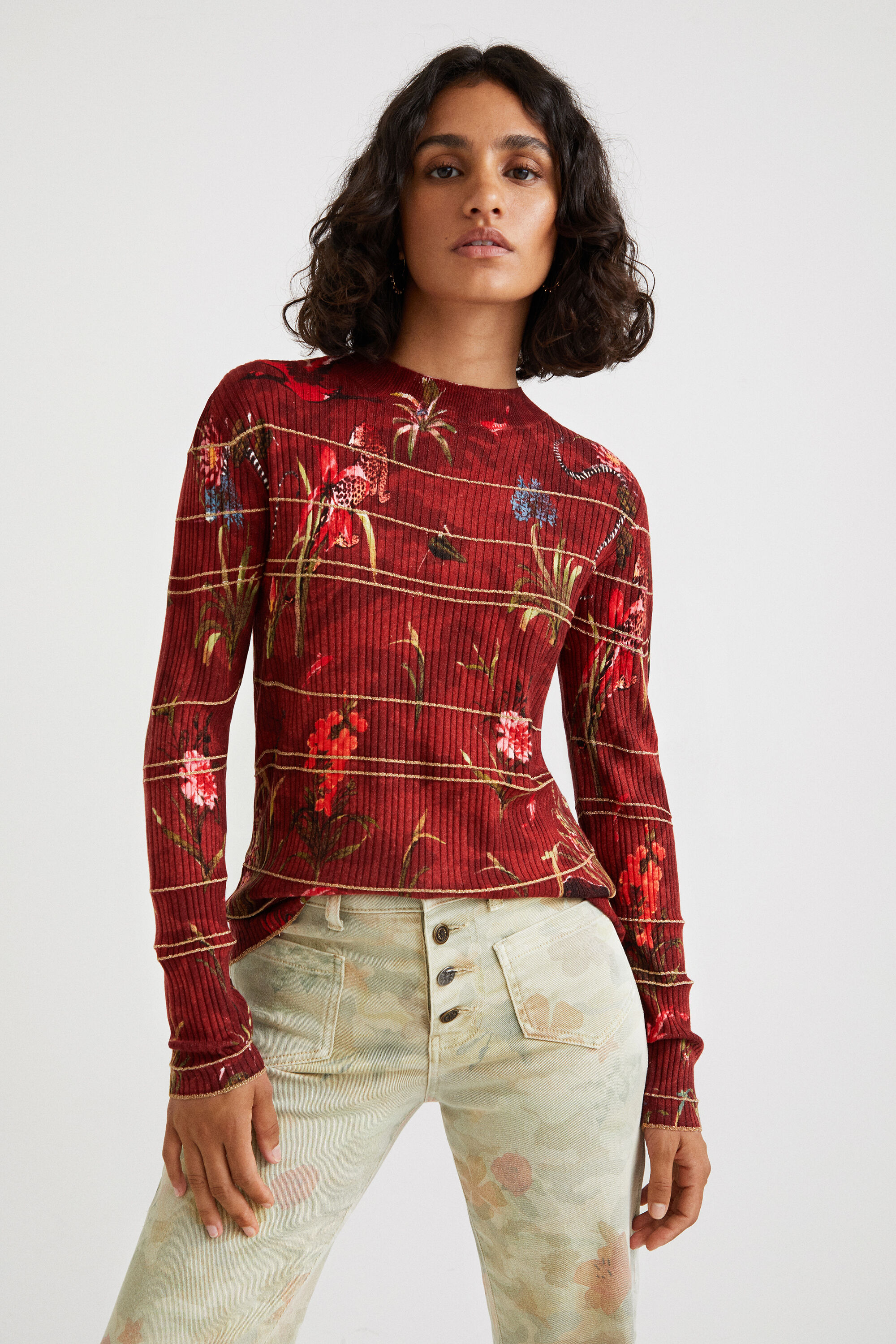 Strickpullover Blumen