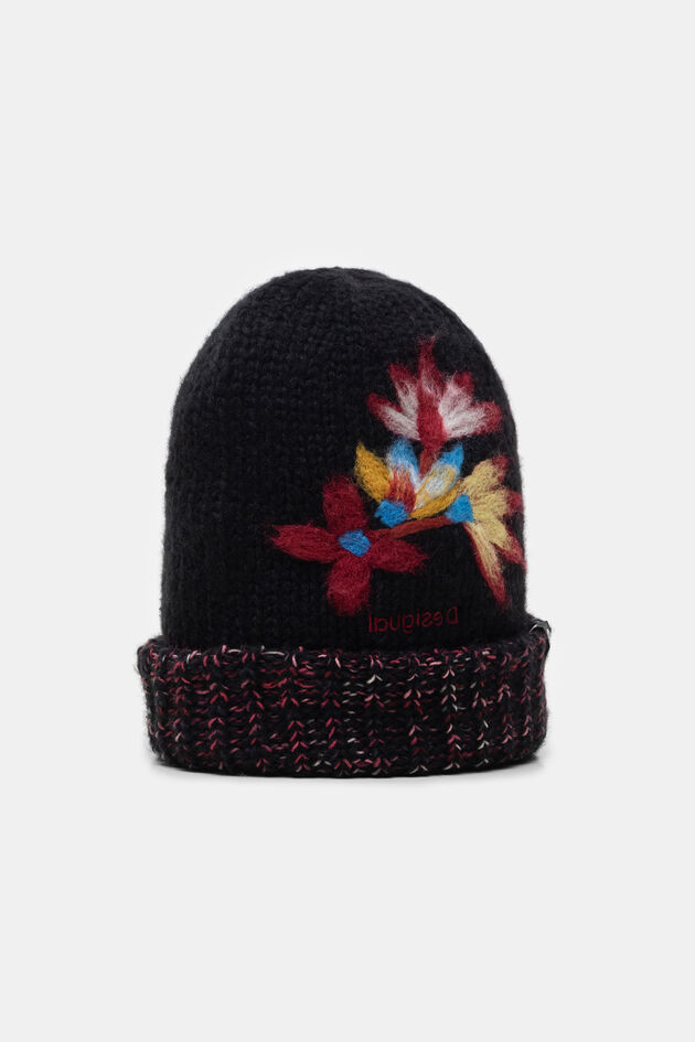 Knit cap with turn-up brim