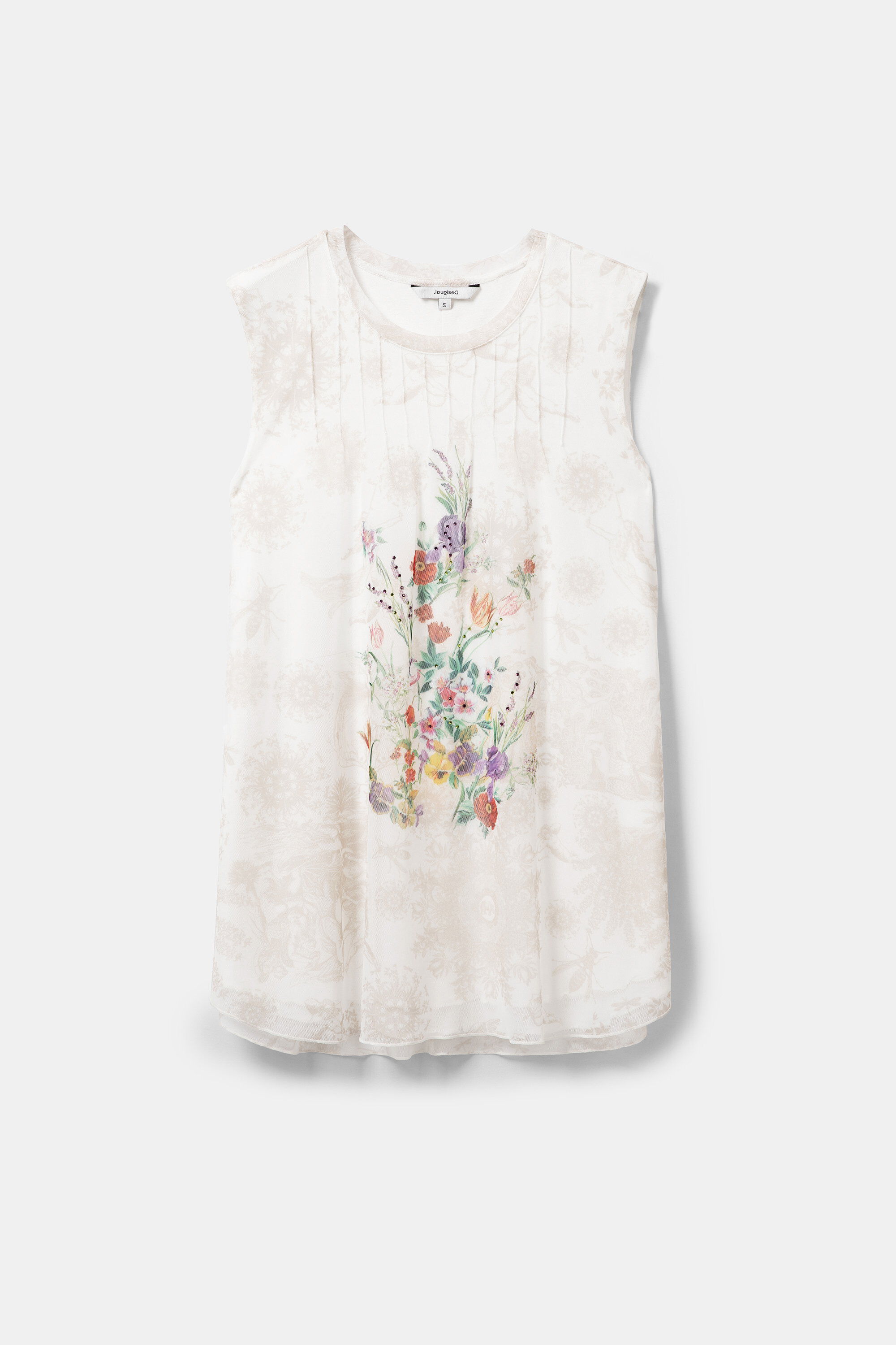 Sleeveless floral T-shirt