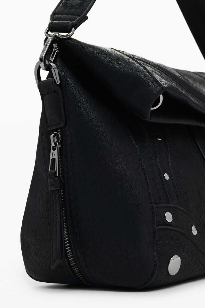 Mittelgroße Tasche in Lederoptik mit Stickereien | Desigual