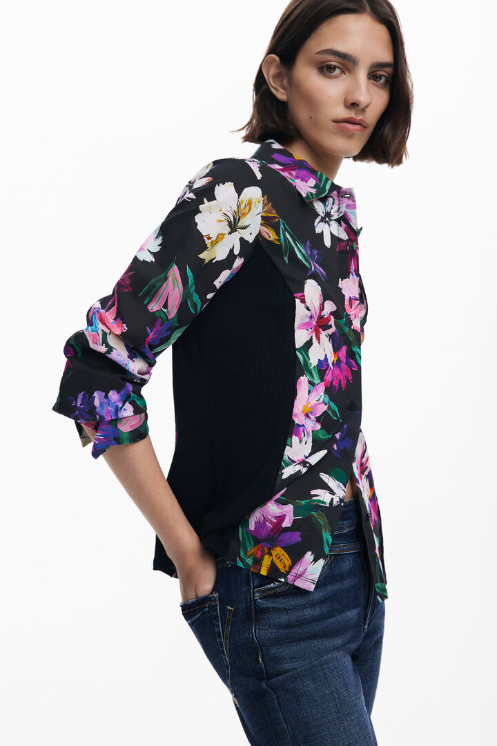Camisa flores silueta combinada | Desigual