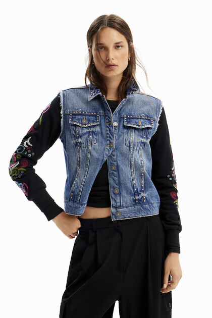 Chaqueta vaquera híbrida bordados