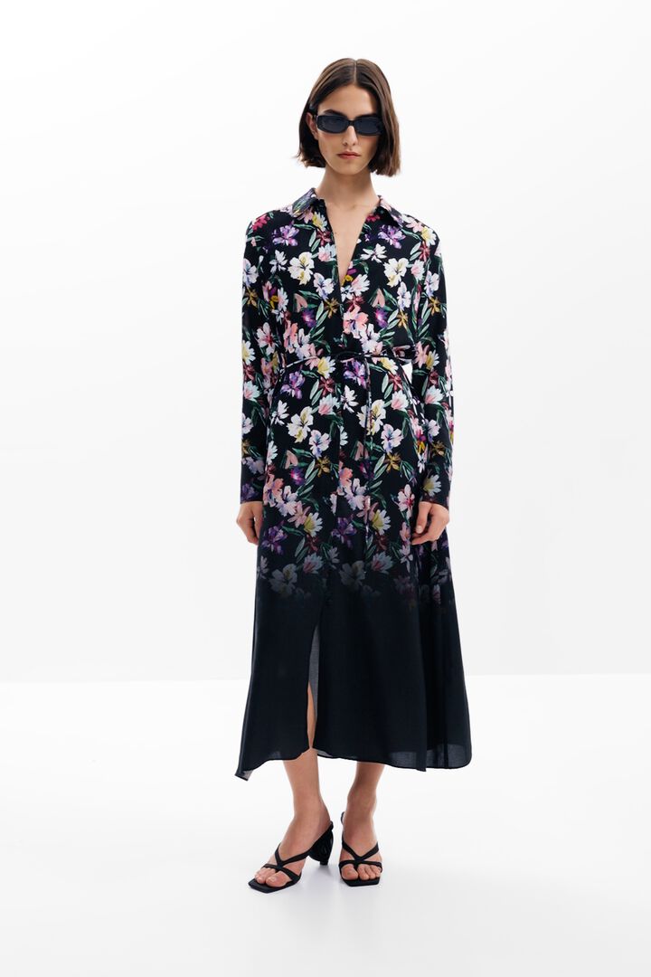 Robe chemise à fleurs dégradées | Desigual
