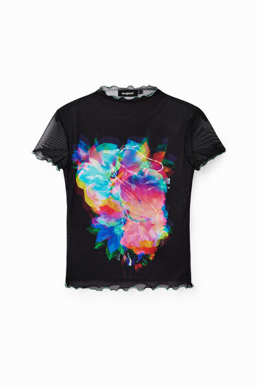 Tulle slim floral T-shirt | Desigual