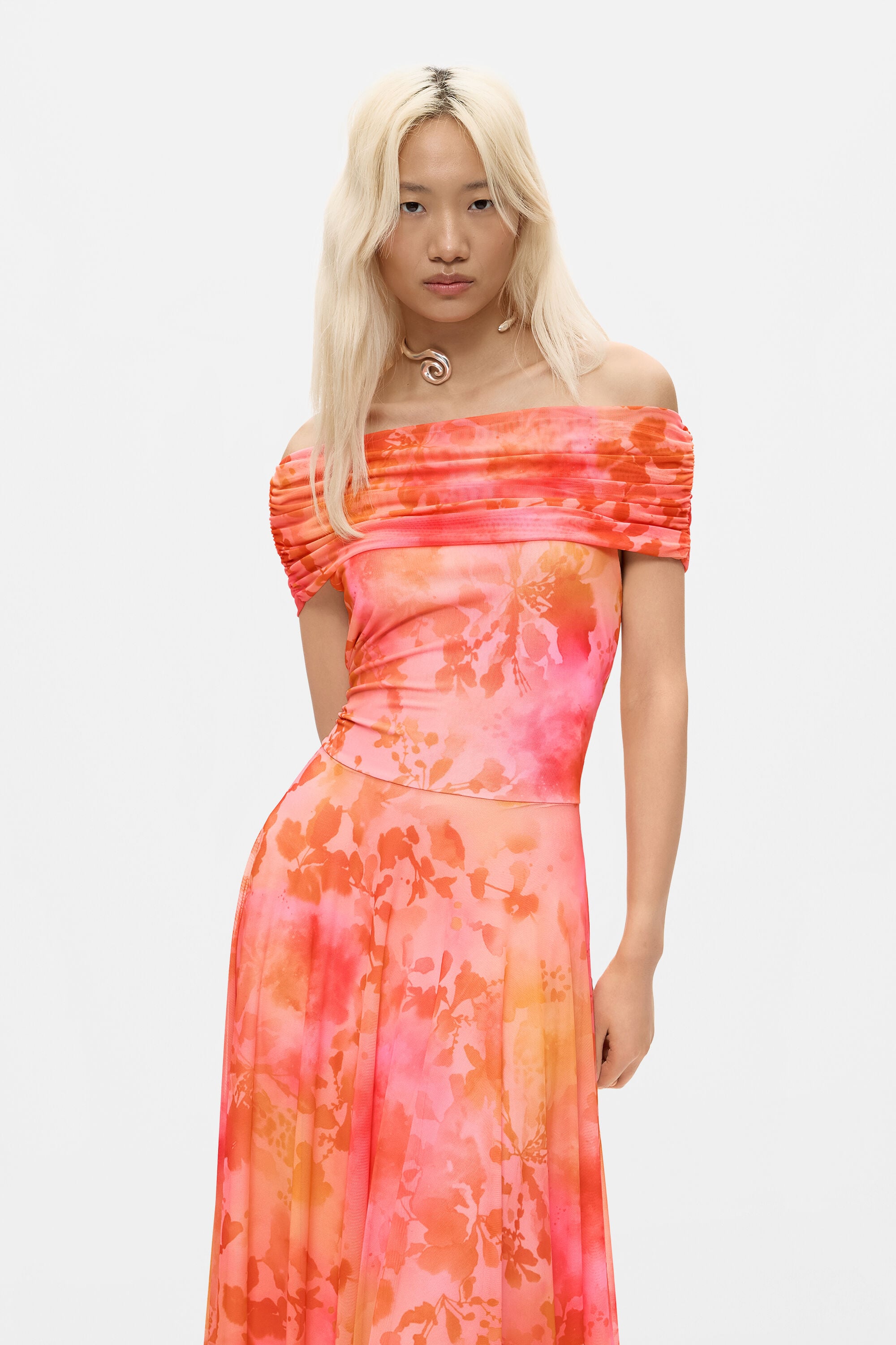 Vestido Largo Mesh, Mujer, Poliester, Rojo,