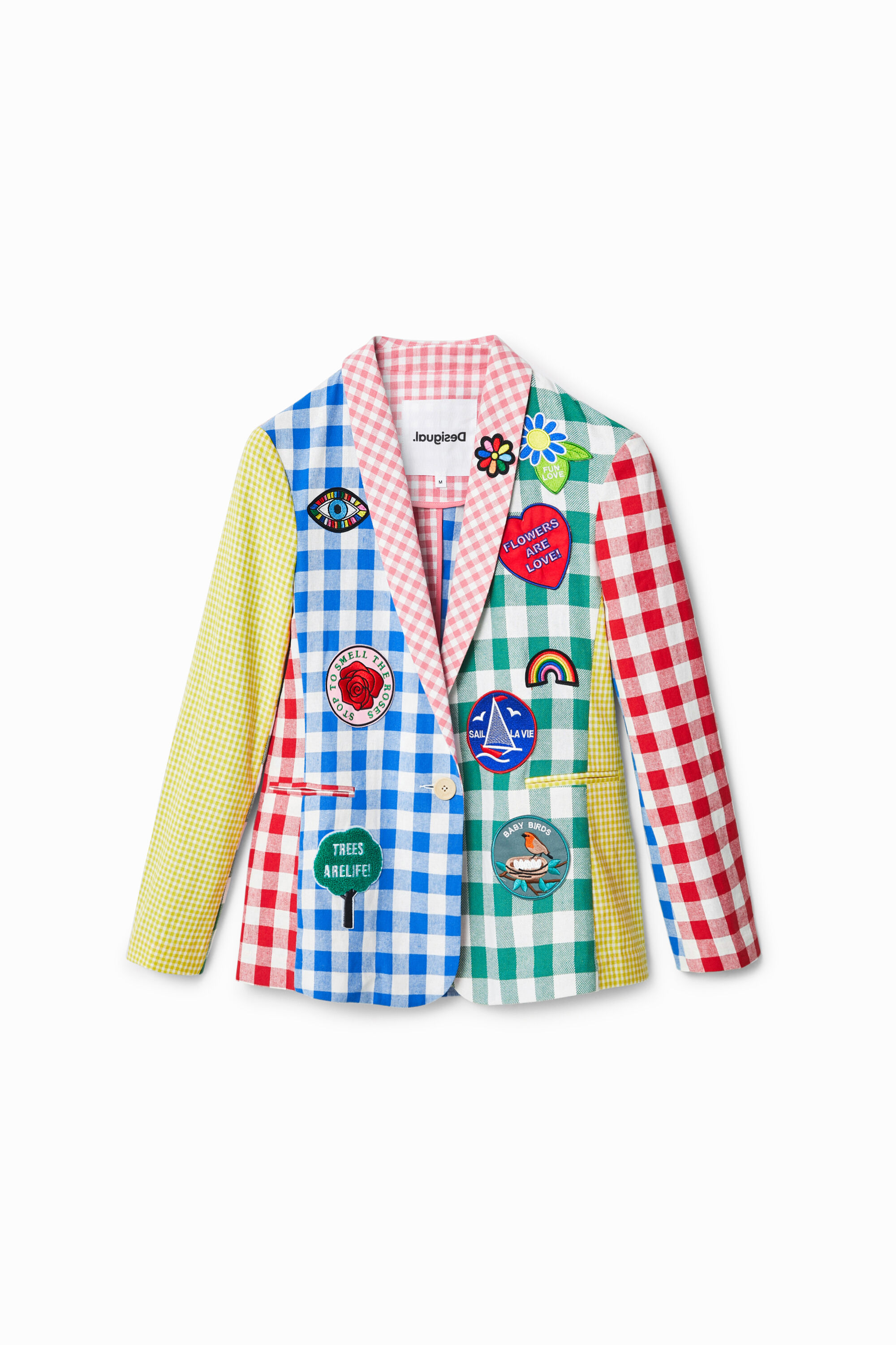 Desigual Johnson Hartig Check Patchwork Blazer In Material Finishes