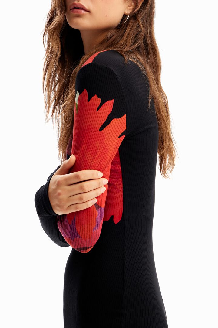 Ribbed floral midi dress | Desigual