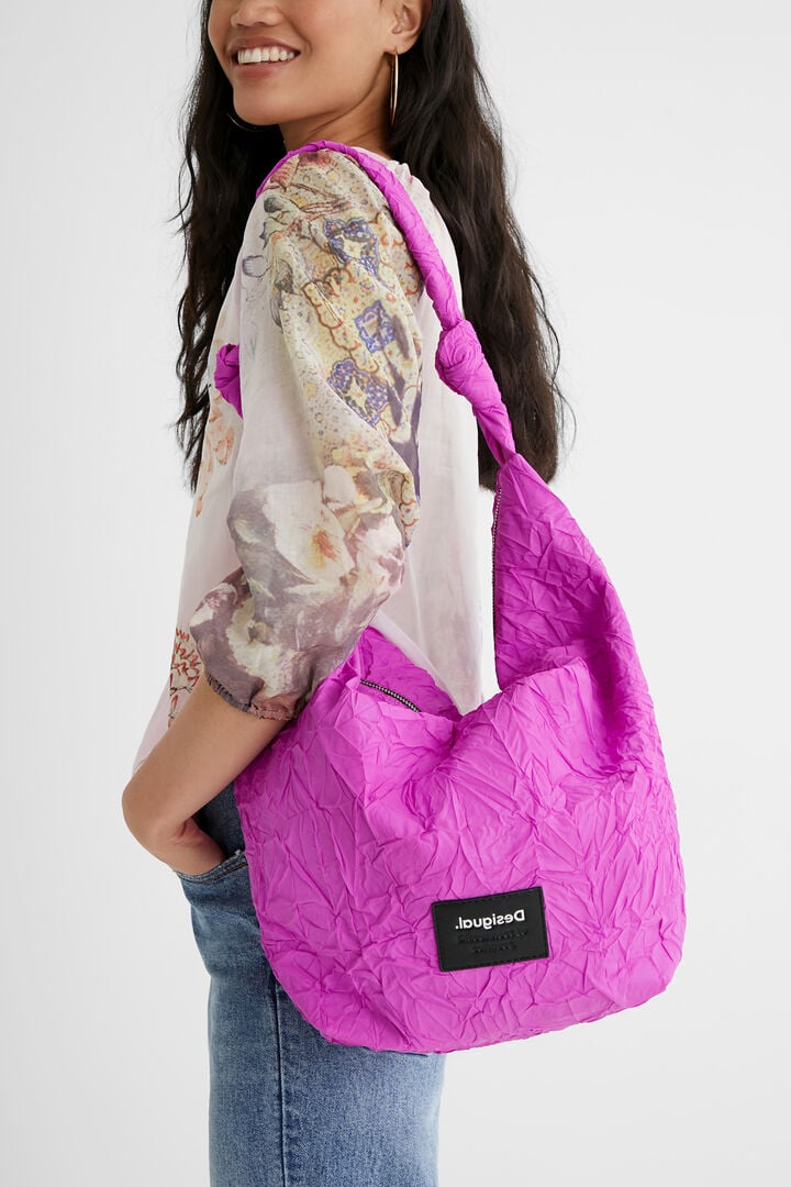 Wrinkled paper effect shoulder bag | Desigual