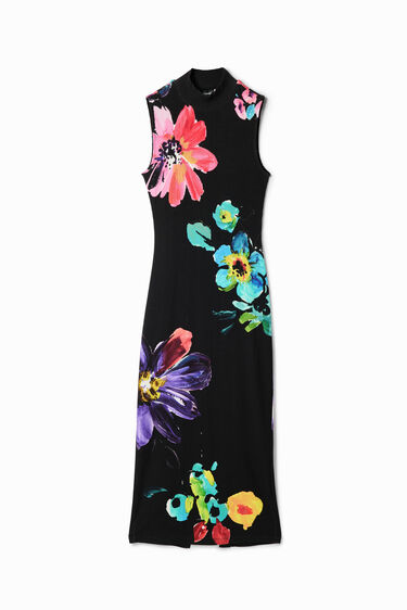 Floral ribbed midi dress | Desigual