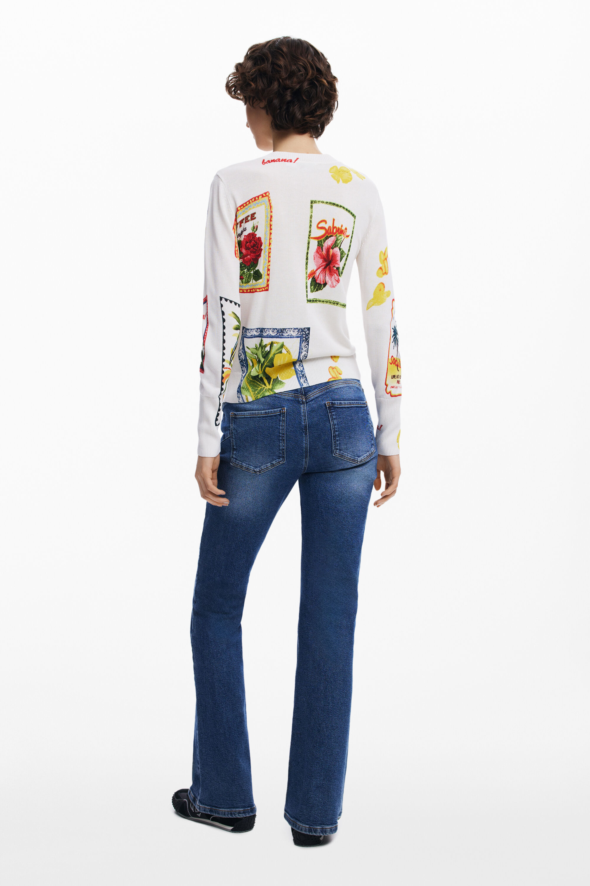 Desigual Floral Crewneck Sweater In White