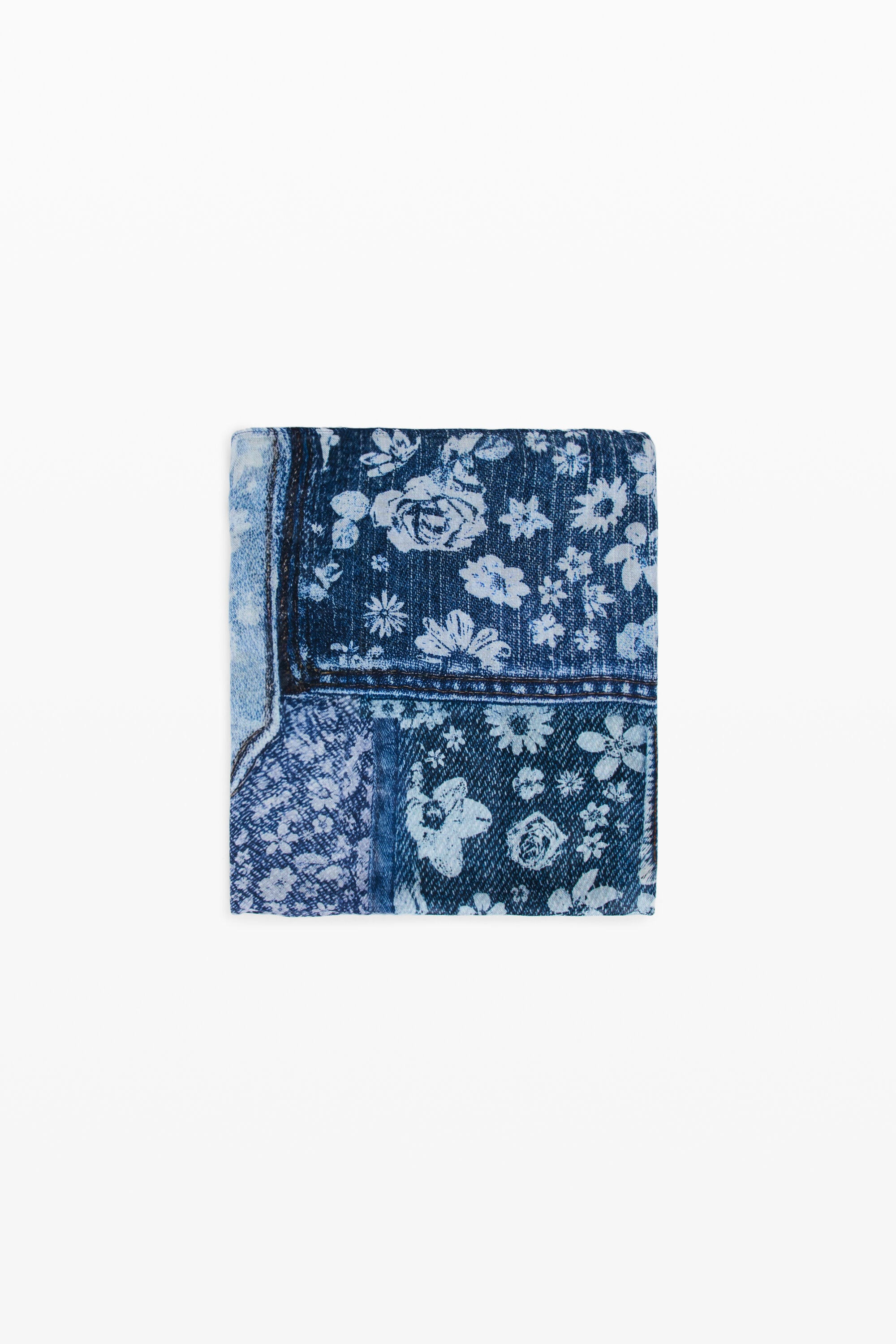 Desigual, rechteckiger foulard denim patch, Viskose, Blau, U