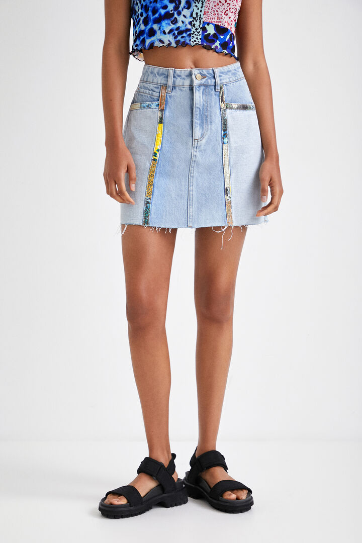 Jeans mini krilo z našitki | Desigual