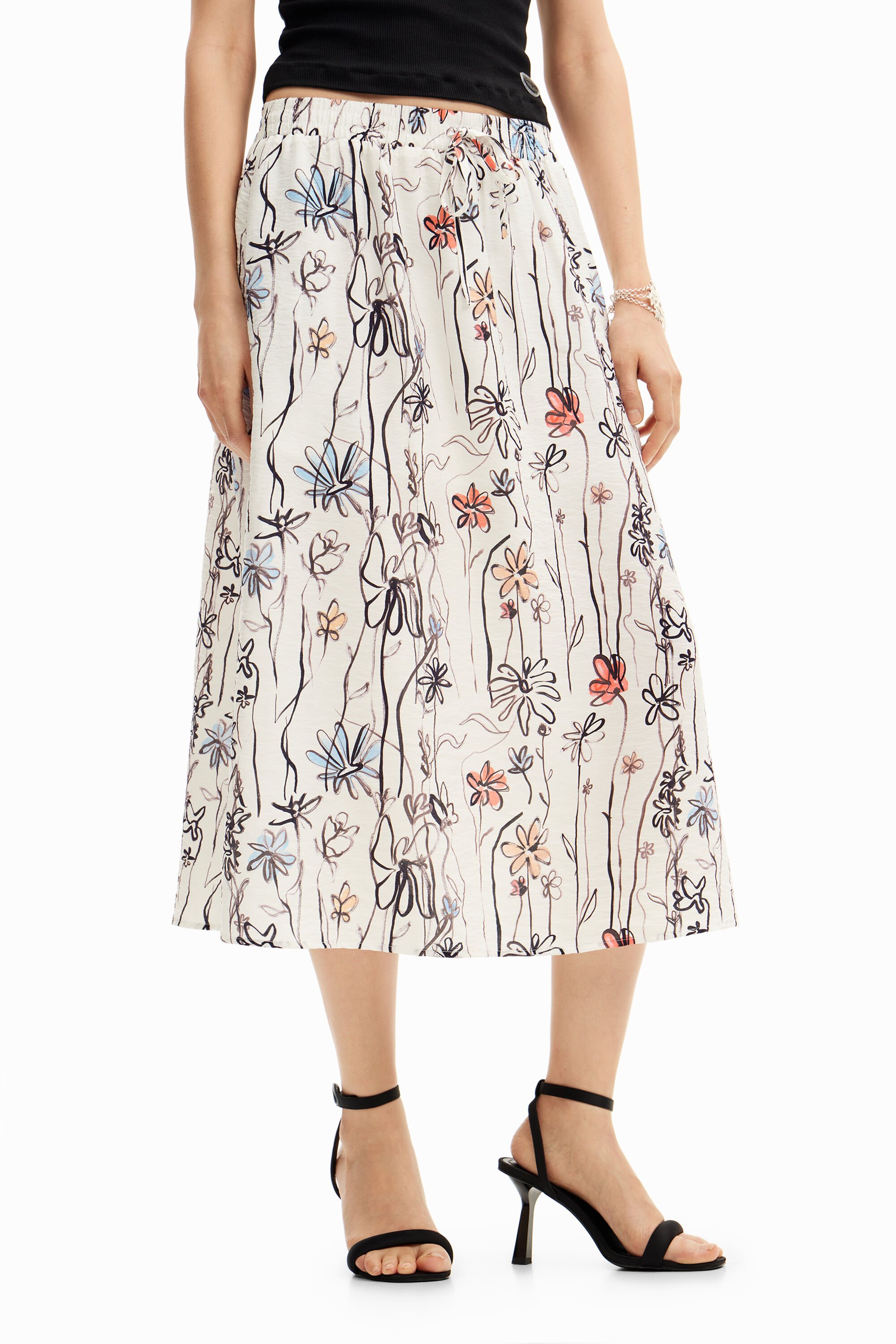 Midi rok bloemen on sale
