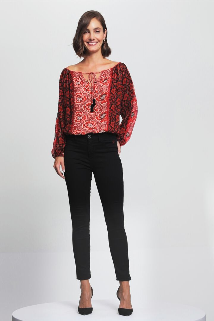 Blusa loose cuello barco flores | Desigual