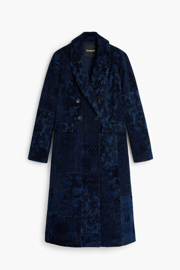 Manteau droit jacquard bleu | Desigual.com