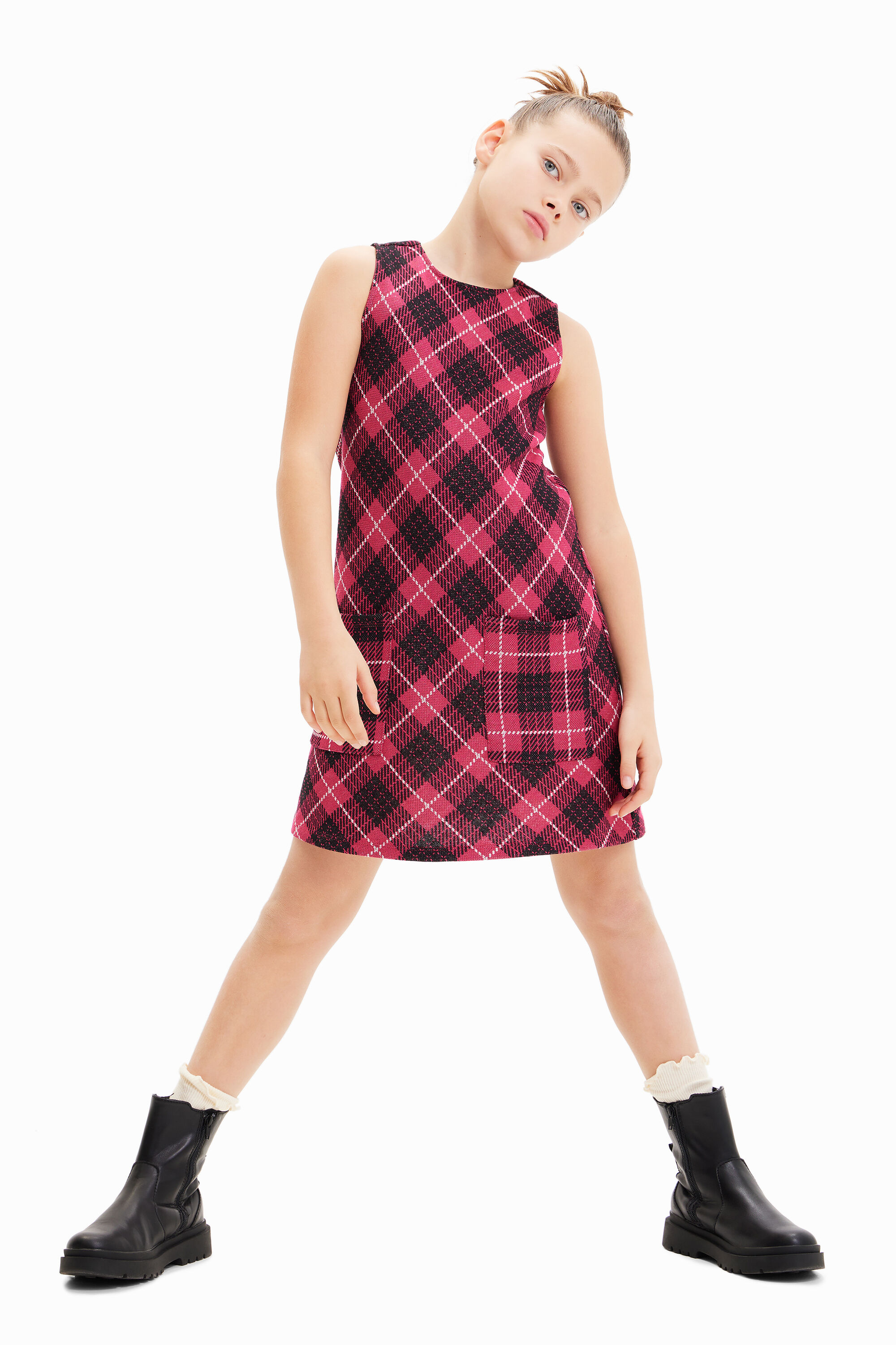 Desigual Plaid pinafore dress