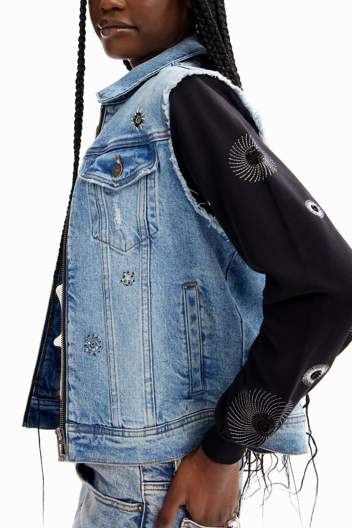 Chaqueta vaquera híbrida bordados | Desigual