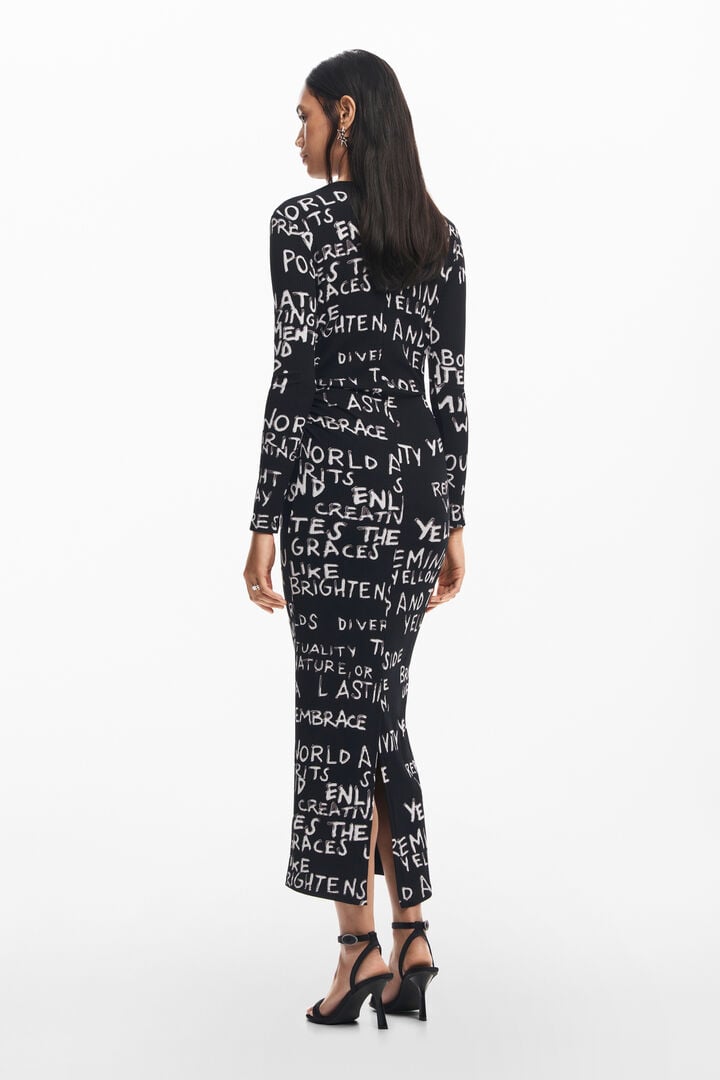 Vestido midi frases | Desigual