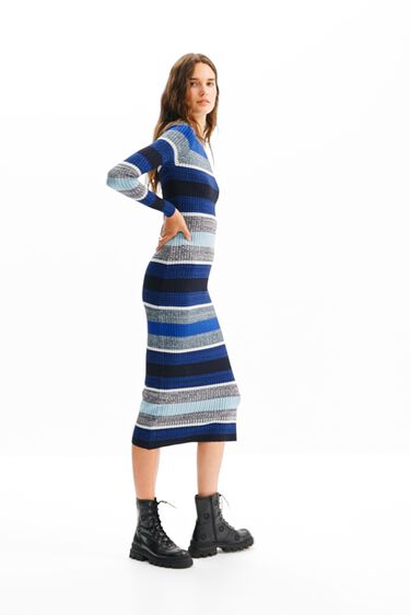 Stripy ribbed midi dress | Desigual