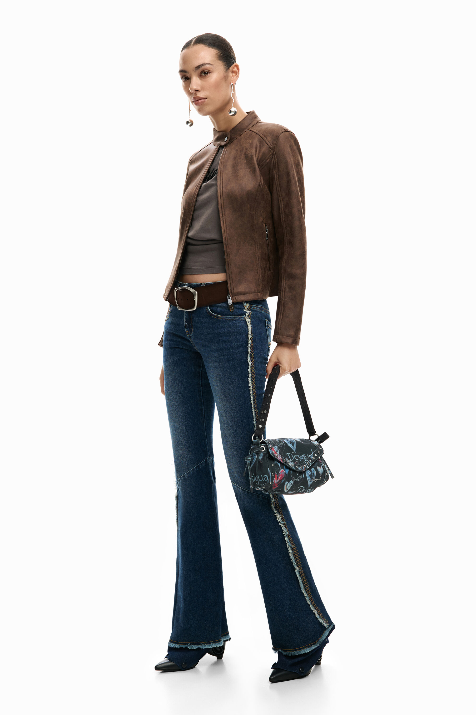 Desigual, Ausgefranste flare-jeans, Damen, Blau, 36