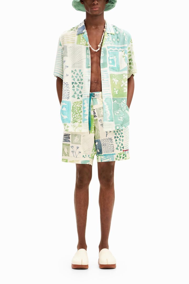 Short-sleeved shirt with watercolor print. | Desigual