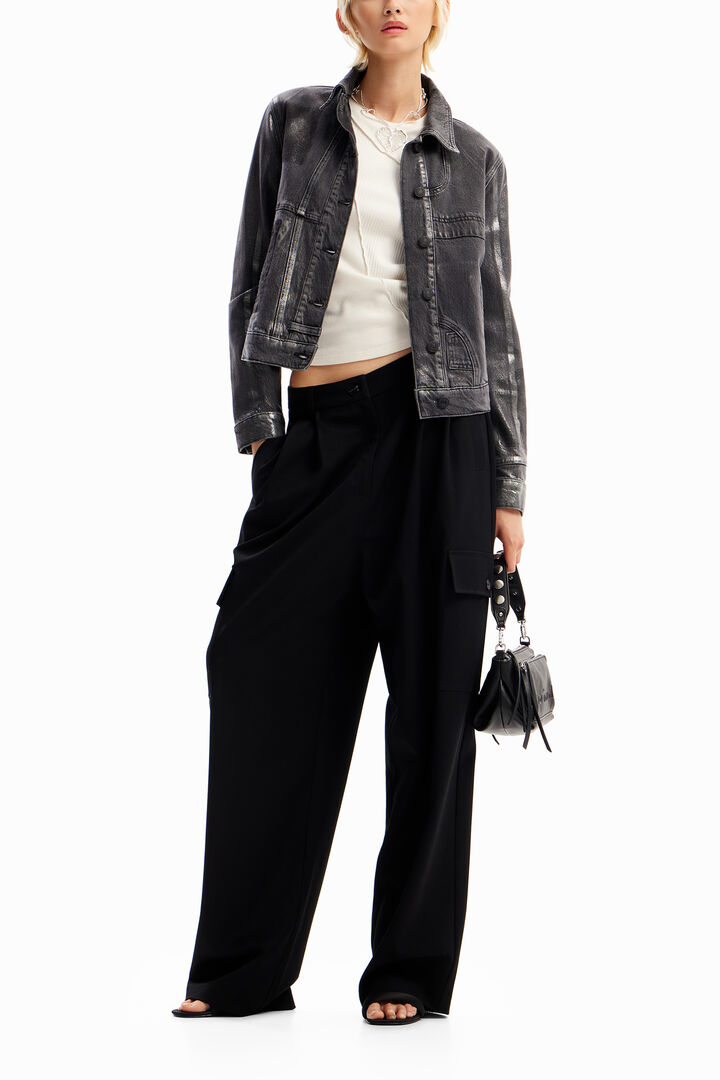 Metallic denim trucker jacket | Desigual
