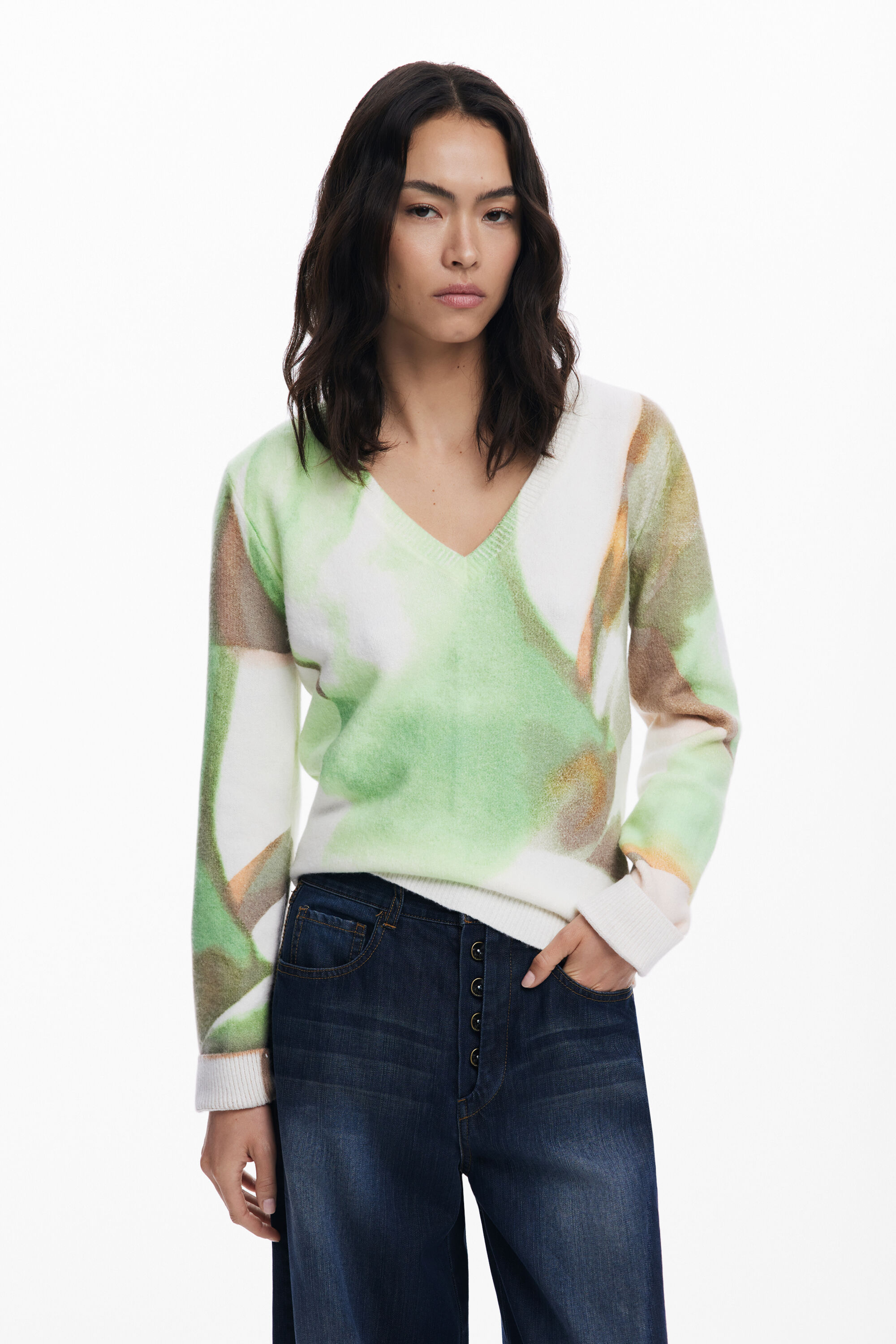 Weicher V-Ausschnitt Pullover