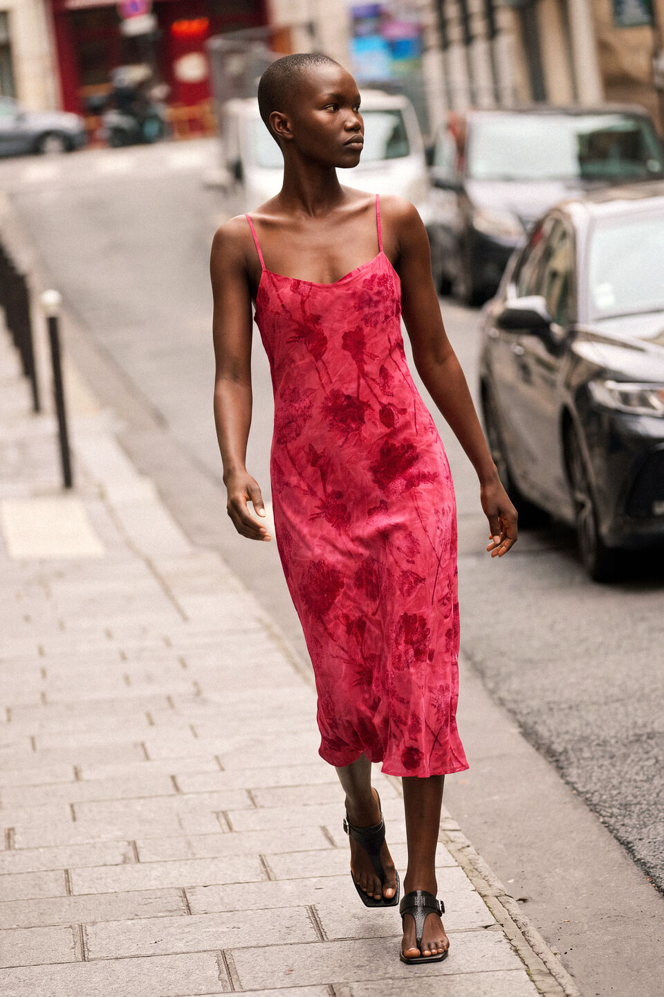 Flocked strap dress