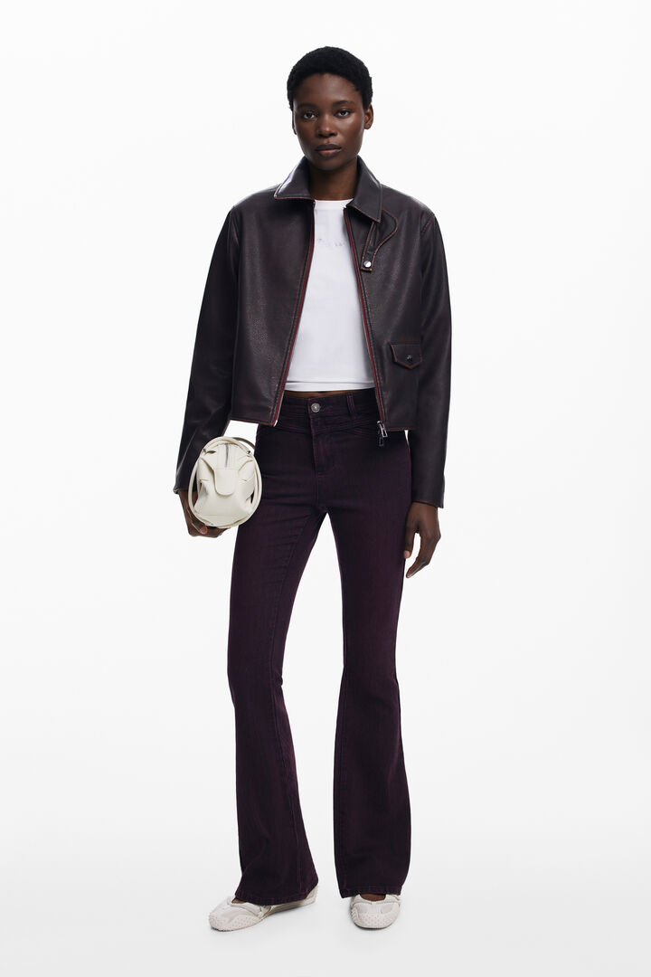Giacca effetto pelle bordeaux | Desigual