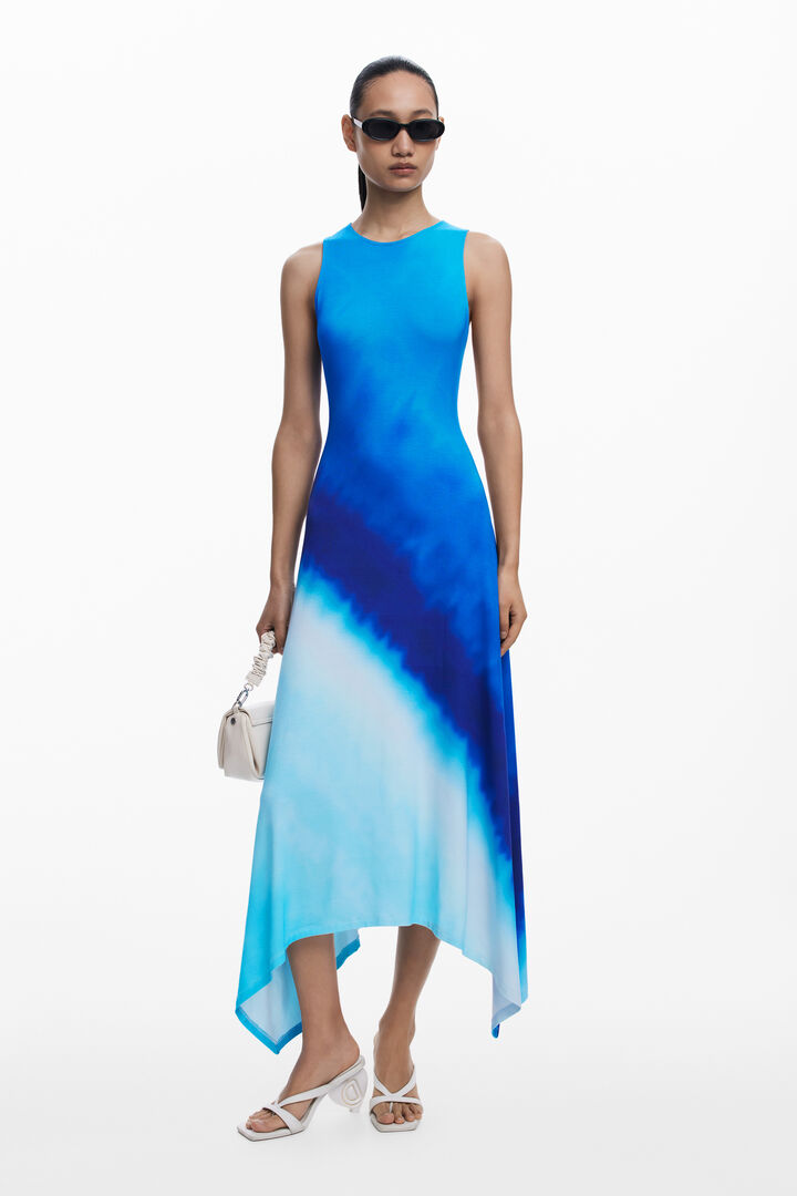 Tie-dye ruched dress