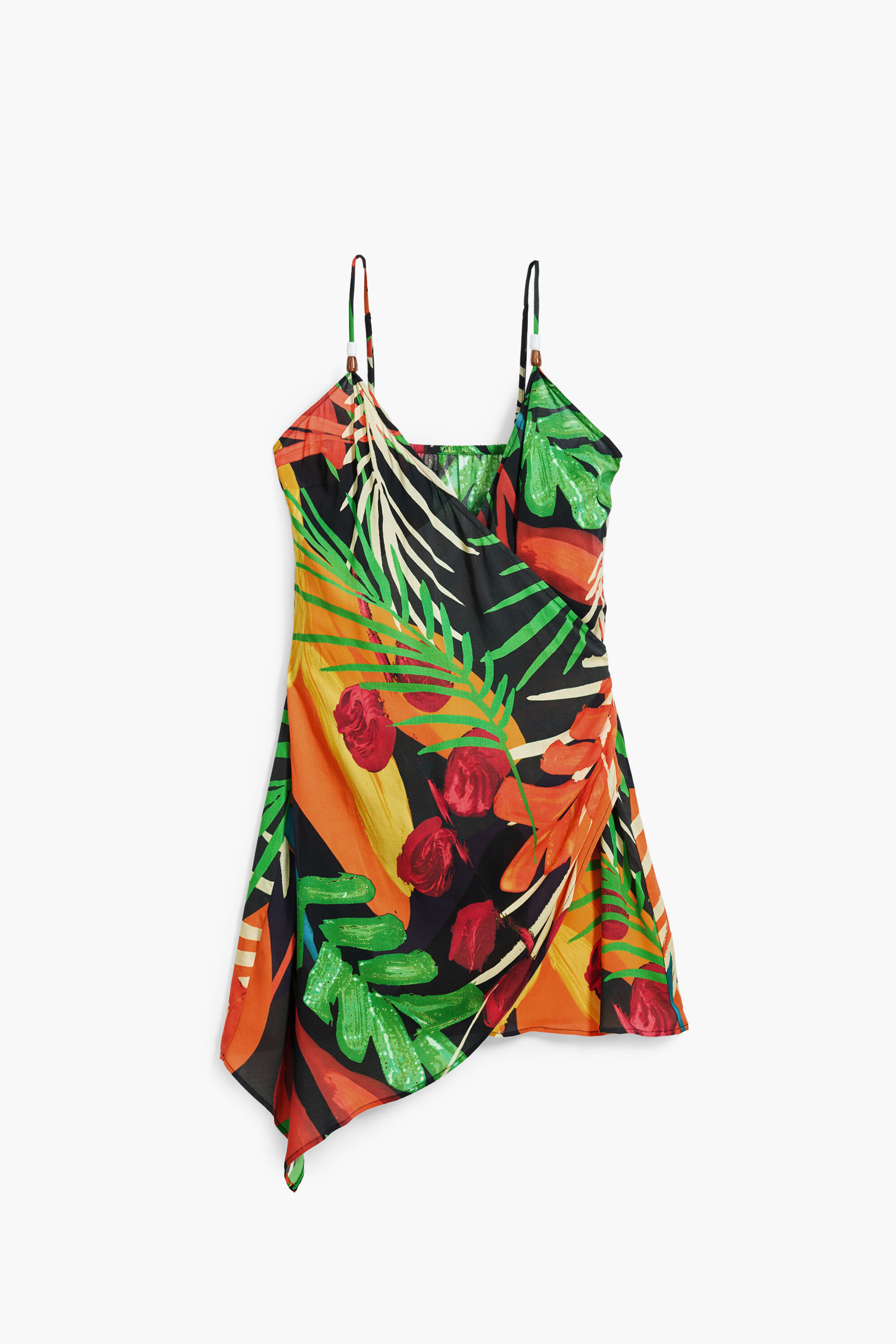 Desigual, Tropisches kurzes Kleid, Viskose, Schwarz, S