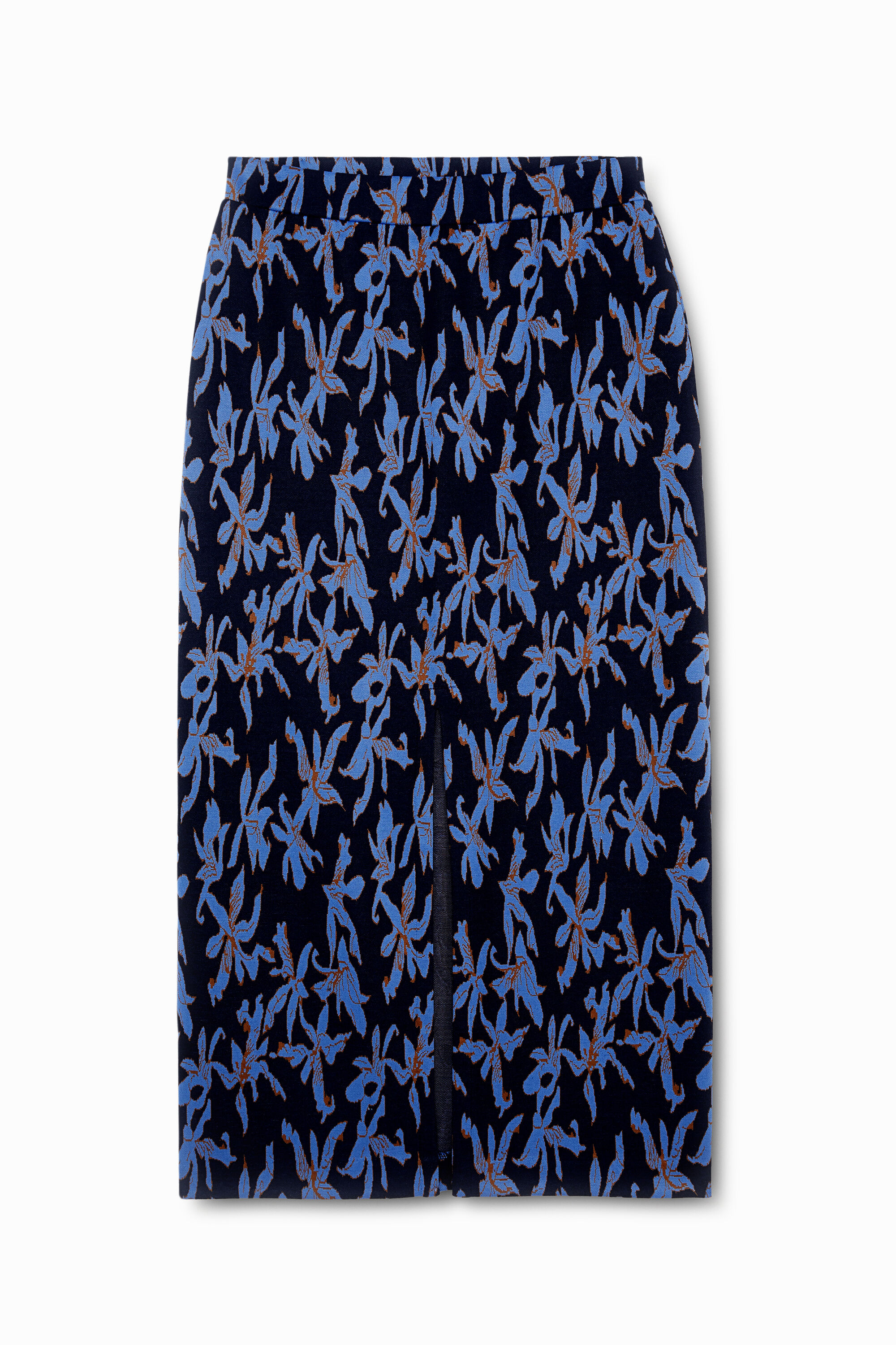 Gonna midi in maglia stampata - BLUE (XS)