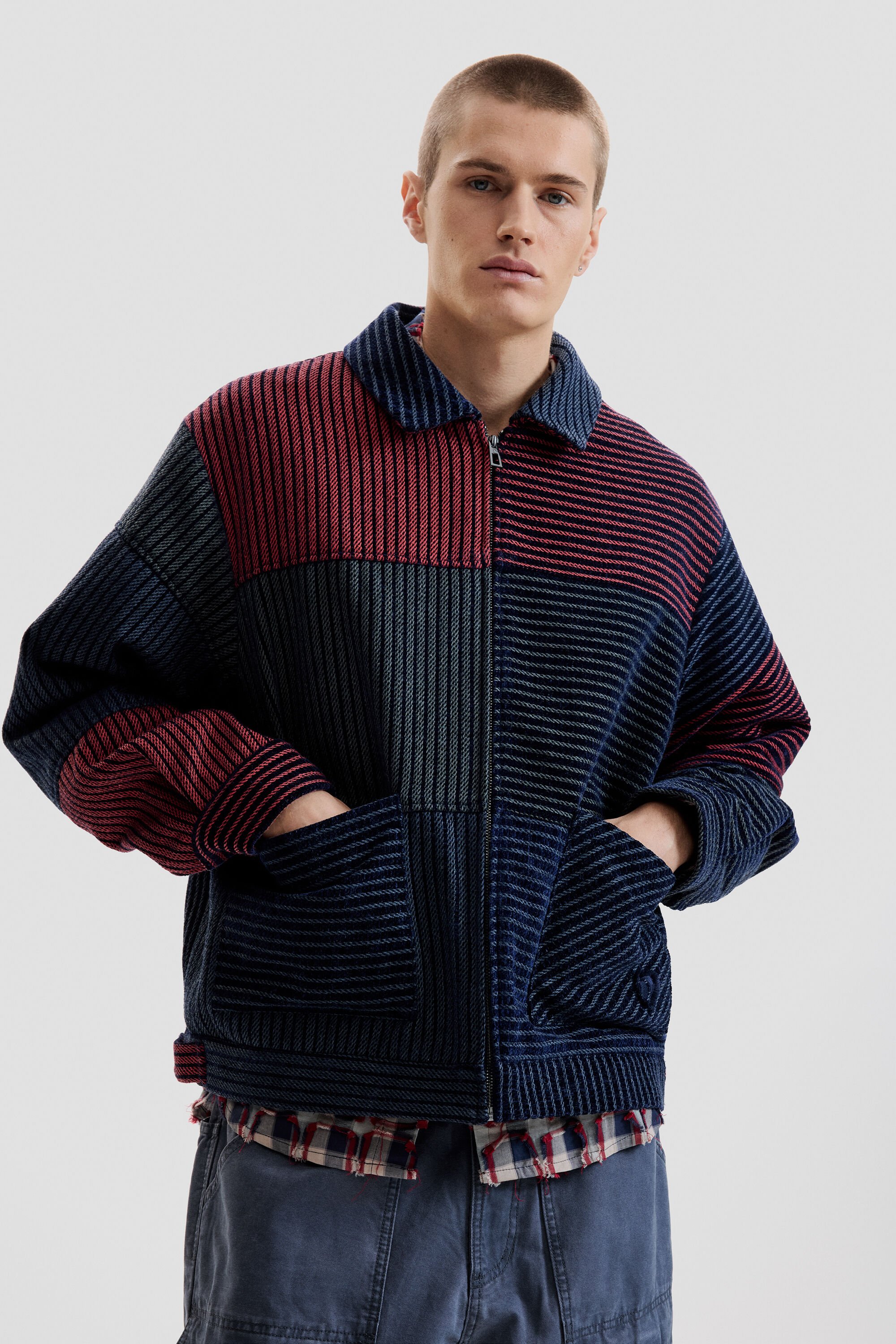 Desigual Gestreepte overjas - RED