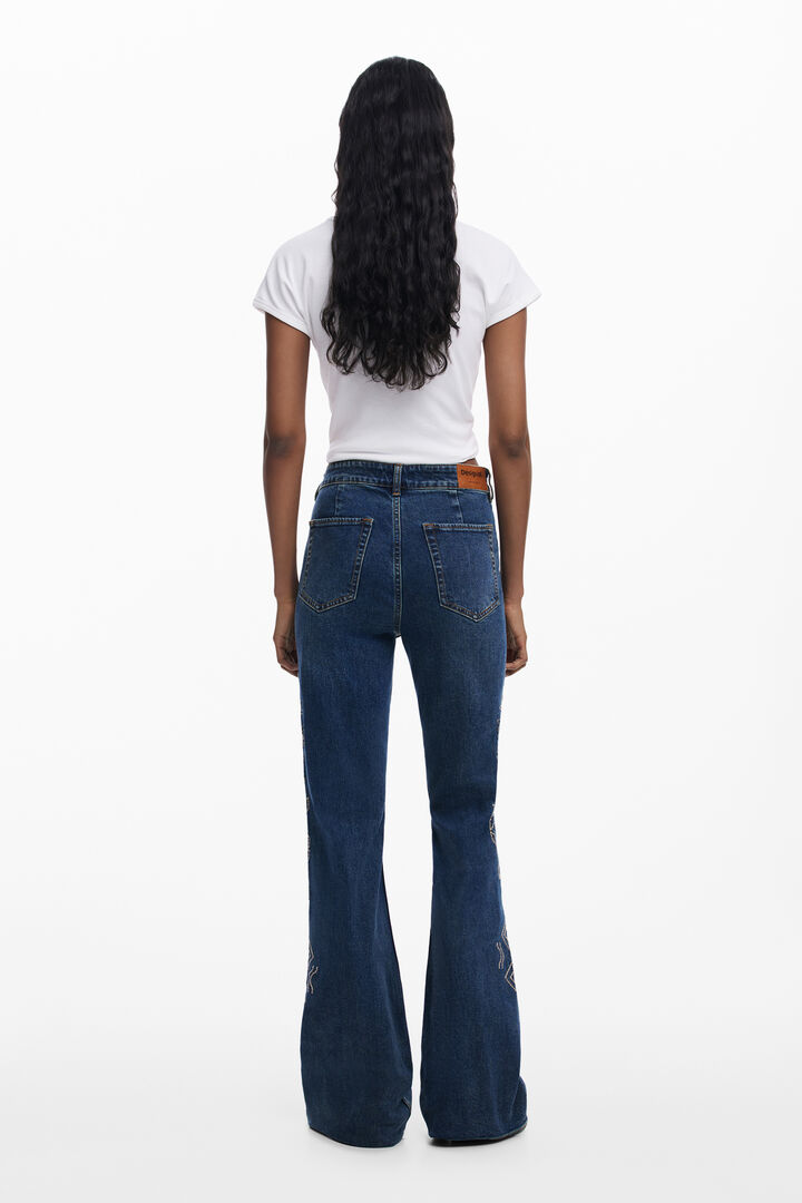 Calça jeans flare bordada | Desigual